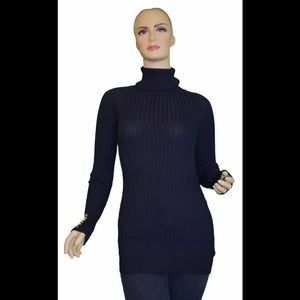 Pink Rose Navy Turtleneck Sweater